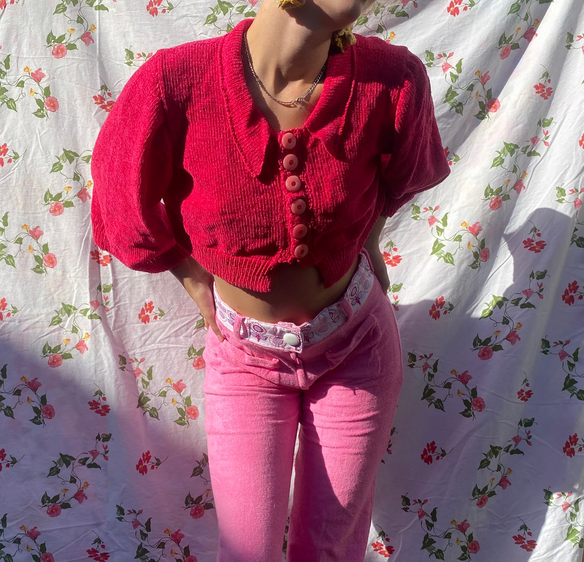 Knitted pink cardi