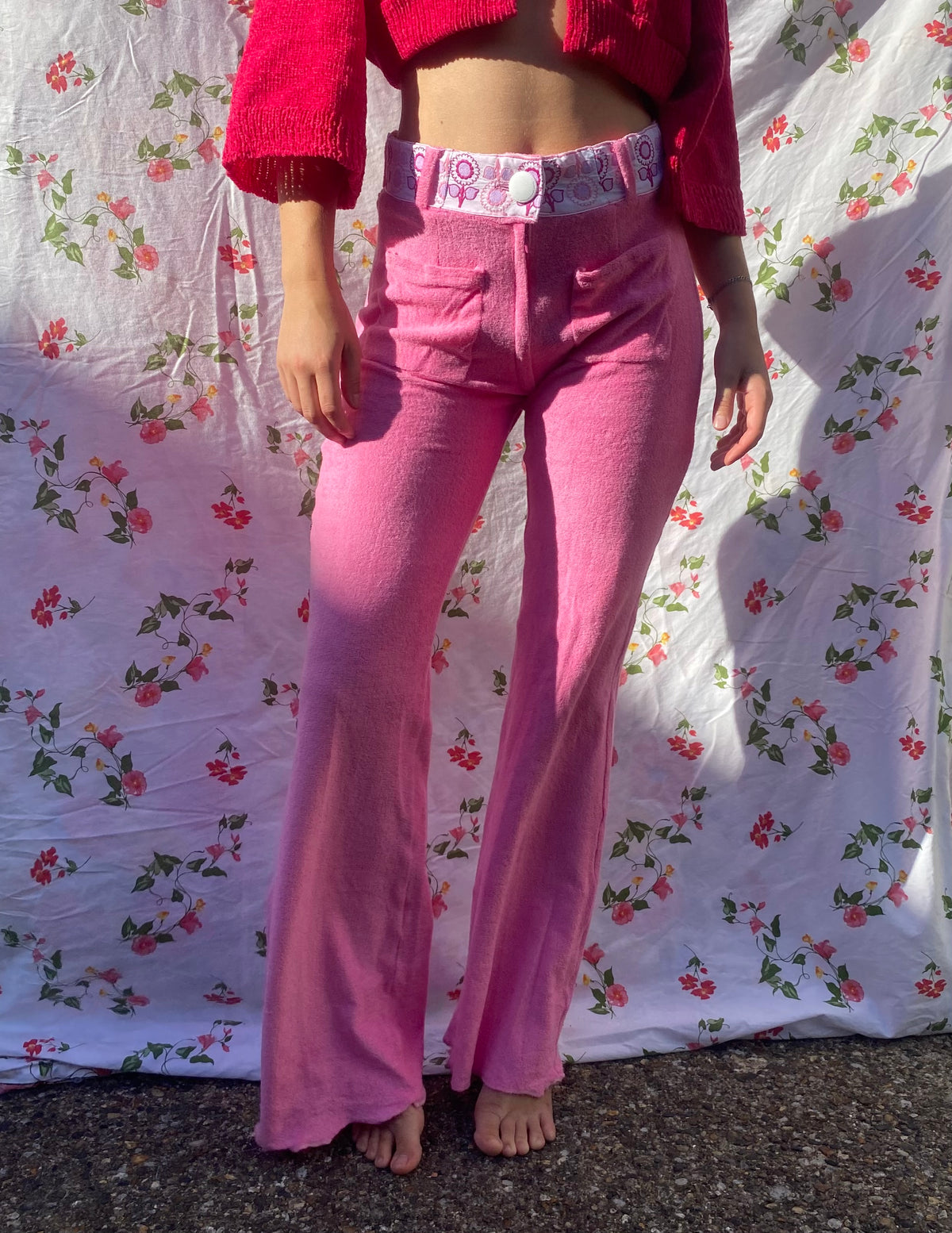 Pink towelling trousers