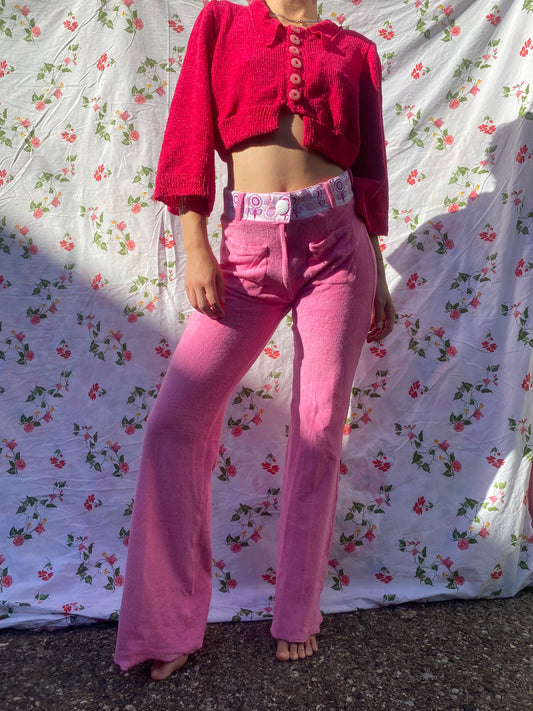 Pink towelling trousers