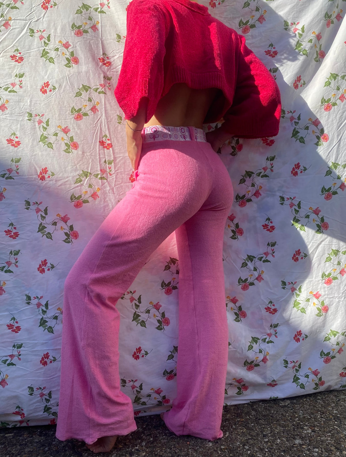 Pink towelling trousers