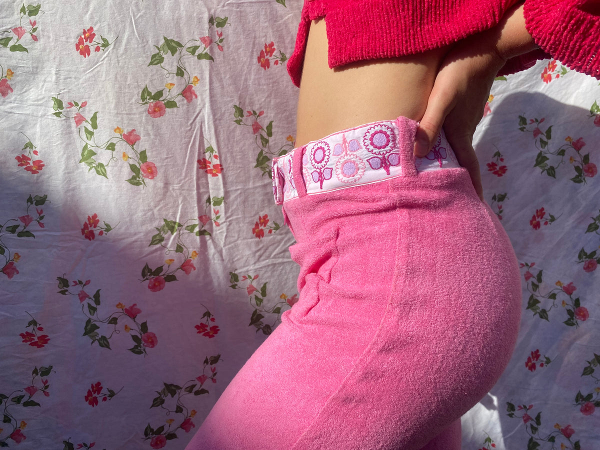 Pink towelling trousers
