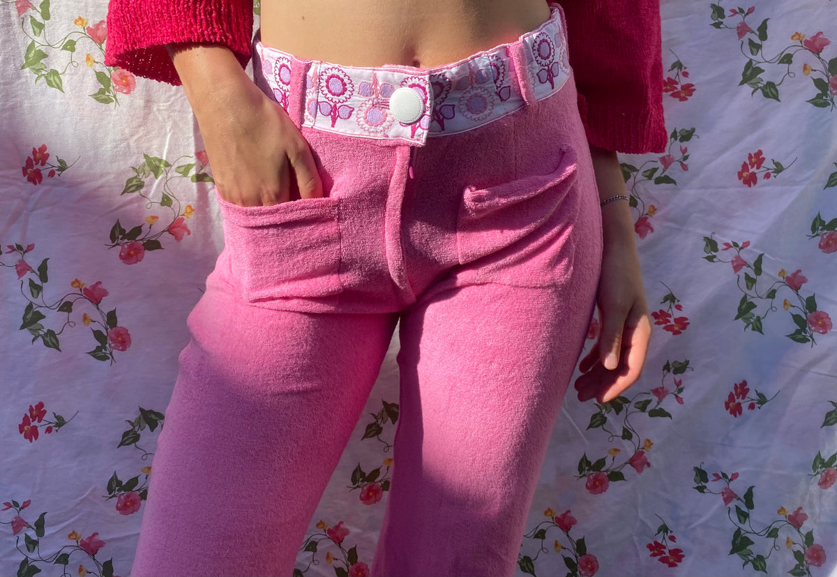Pink towelling trousers