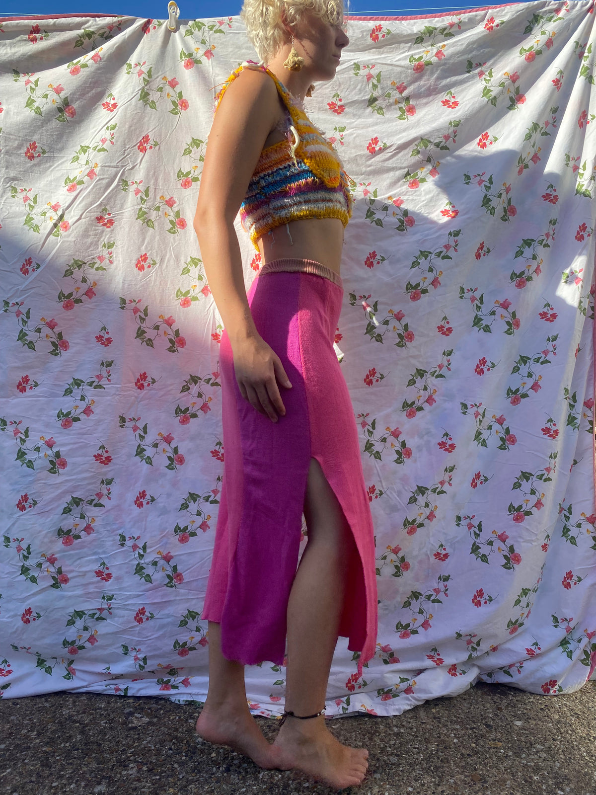 Pink slice skirt